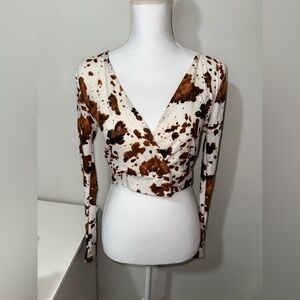 Cow print long sleeve top